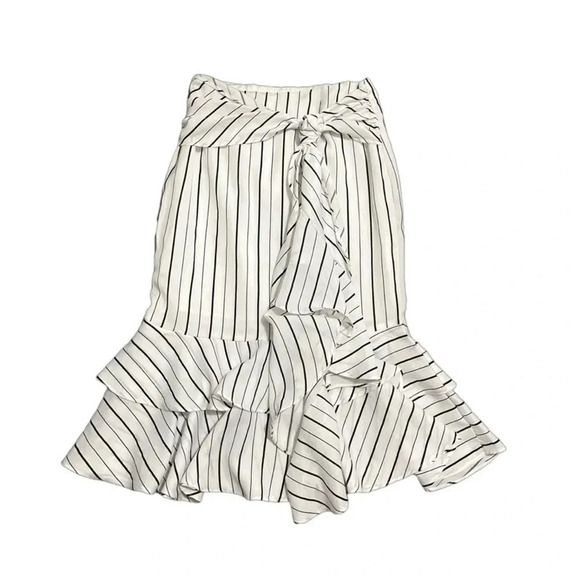 Urban Outfitters Dresses & Skirts - Striped Ruffled Midi Waterfall Skirt. White with black stripes. XS